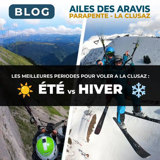 Les meilleures périodes pour voler à La Clusaz : été☀️ vs hiver❄️ - Ailes des Aravis